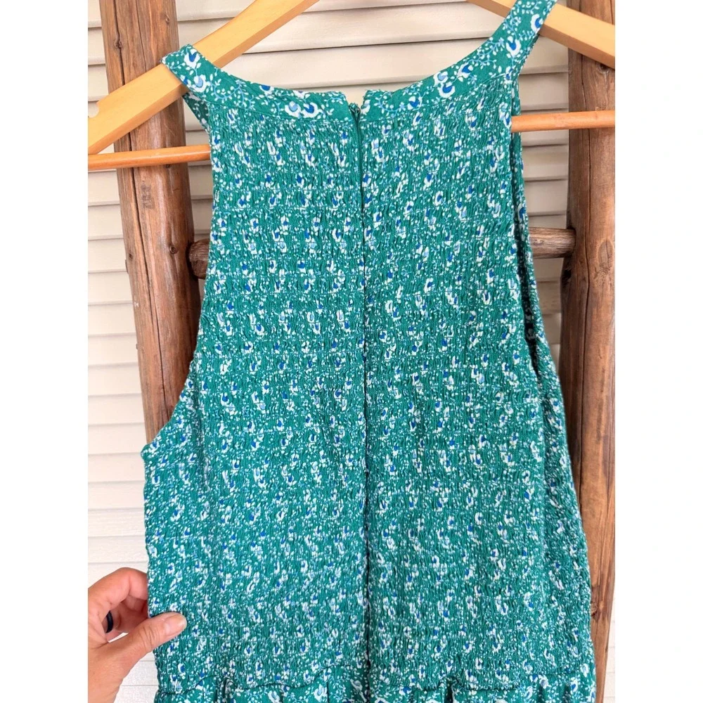 LOFT Jumpsuit 6 Green Floral Smocked Halter‎ Neck Wide Leg Sleeveless